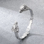 Trendy Men's Double Snakehead Lion Stainless Steel Open Bracelet Gothic Cyberpunk Style Fashion Jewelry Street Gifts