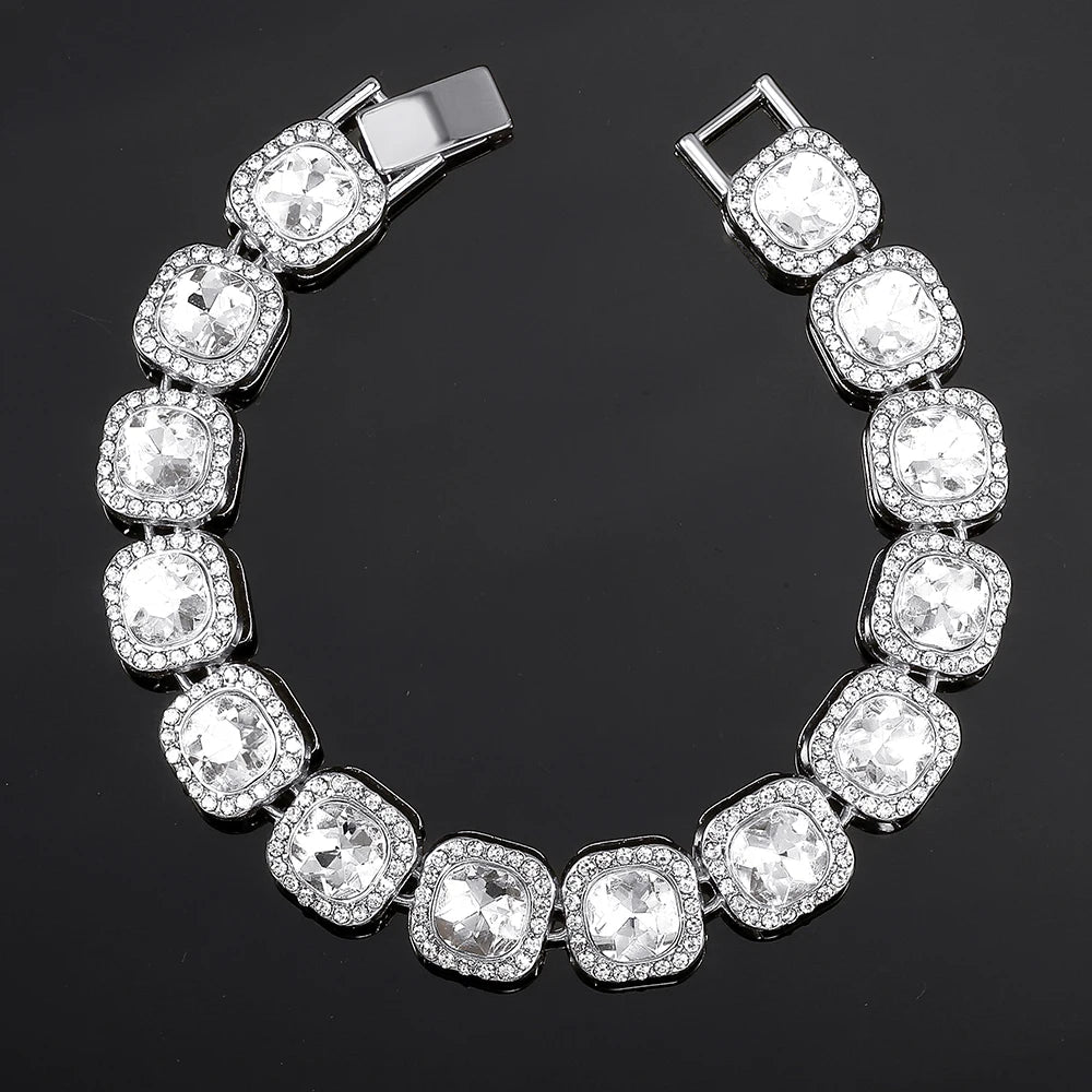 13mm Crystal Tennis Bracelet Iced Out Chain Bracelets For Women Men Bling Pink Rhinestone Hip Hop Lady Bracelet Fashion Jewelry