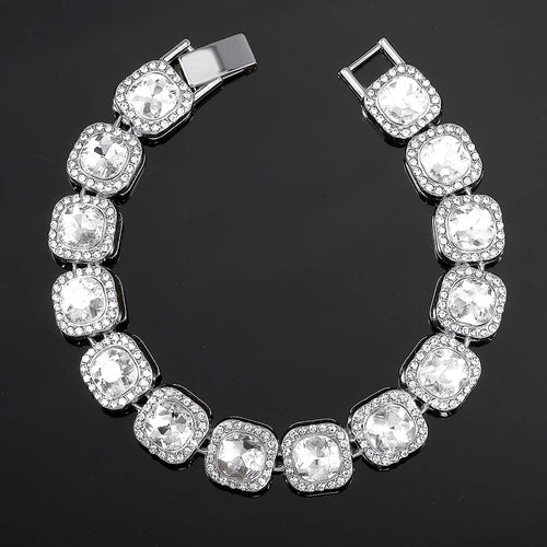 13mm Crystal Tennis Bracelet Iced Out Chain Bracelets For Women Men Bling Pink Rhinestone Hip Hop Lady Bracelet Fashion