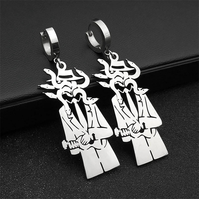 Snake Guitar Steel Earrings Trend Coiled