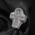 Iced Out Cross Ring for Men and Women — Two-Tone CZ Pave