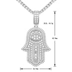 Iced Out Hamsa Fatima Pendant Necklace — Gold-Tone