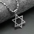 Star of David Beaded Chain Necklace — Stainless Steel