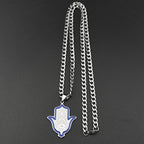 Hamsa Evil Eye Pendant Necklace — Silver
