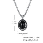Stylish Black Natural Stone Pendant Necklace for Men,Vintage Stainless Steel Black Onyx Oval Pendant Neckalce Jewelry