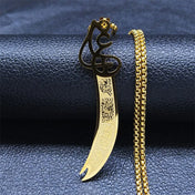 Gold Chain Islamic Zulfiqar Sword Necklace Stainless Steel