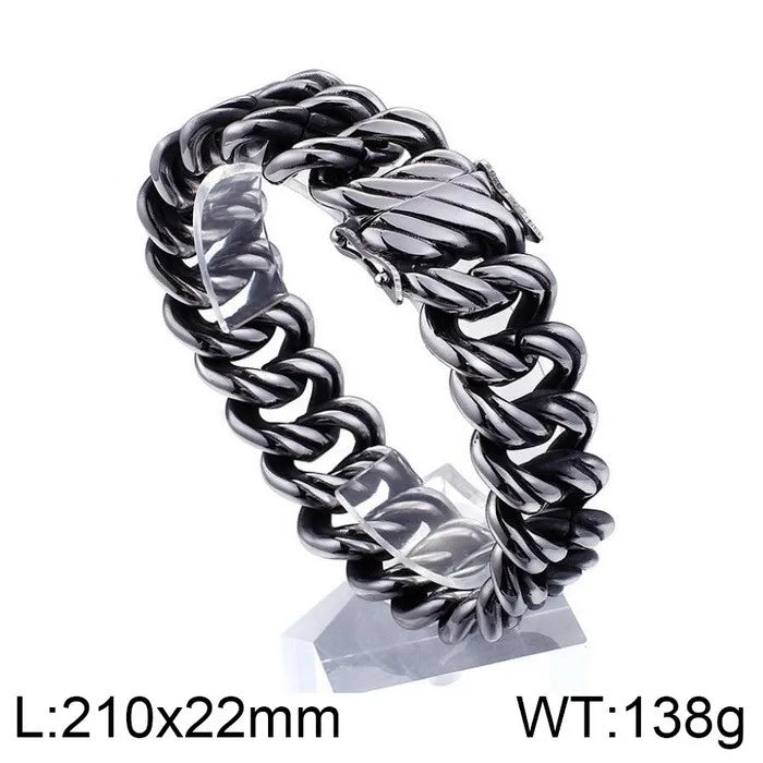 Vintage 18/22MM Width Twist Cuban Link Chain Bracelet for Man Cool Stainless Steel Bracelets Mens Male On Hand Jewelry