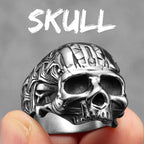 Flower Skull Ring Black — Stainless Steel