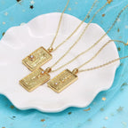 Double Sided Original Tarot Cards Necklace Tarot Moon Cigano Divination Zircon Necklace Wheel of Fortune Star Death