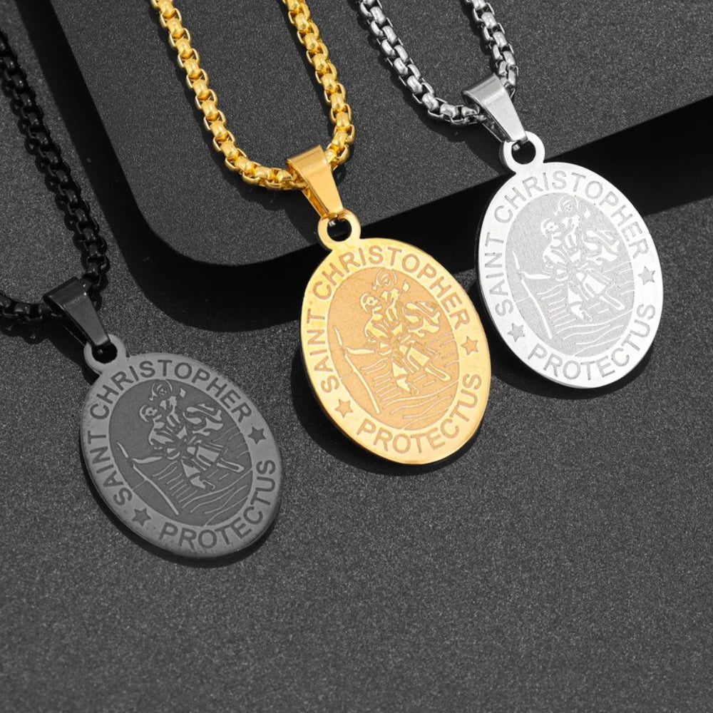 St. Christopher Protector Pendant — Stainless Steel