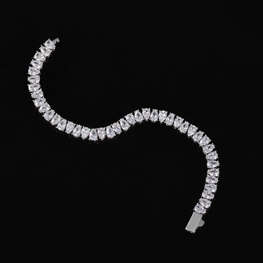 Tennis Bracelet Stainless Steel 6MM Teardrop CZ