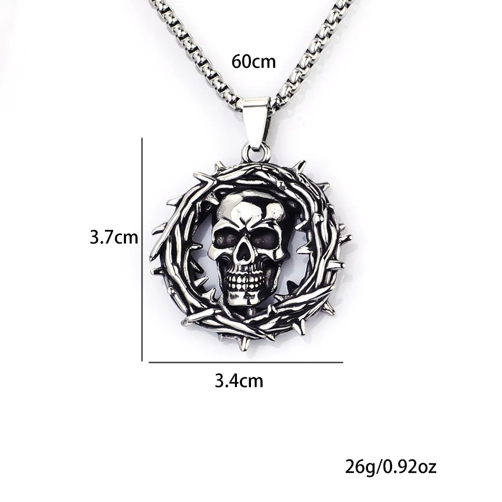 Thorns Skull Pendant Necklace — Gothic