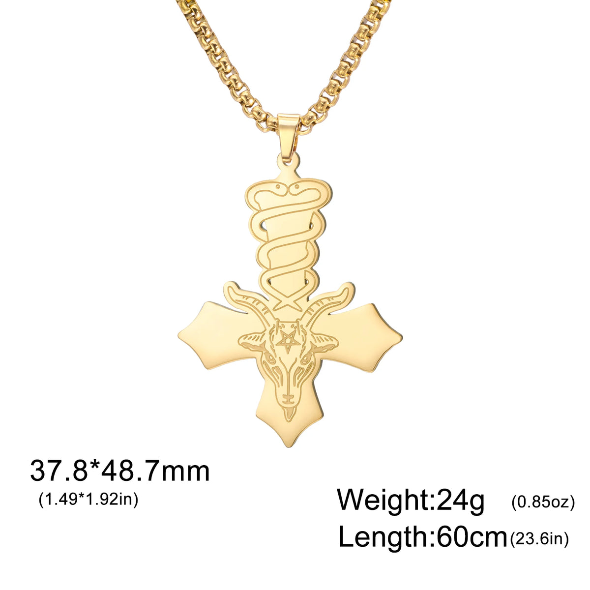 1pc Dark Occult Goat Head Pentagram Snake Baphomet Cross Necklace Mystical Symbol Pendant Jewelry