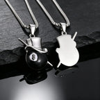 Lucky 8 Ball Pendant Necklace — Black Stainless Steel