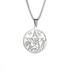 Exquisite and Creative Hip Hop Pentagram Pendant Necklace for Men Simple Punk Texture Necklace Jewelry Sweater Chain