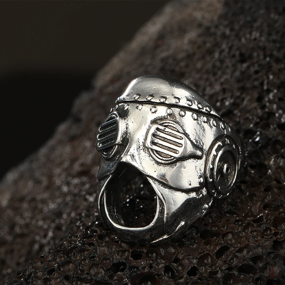 Robot Ghost Skull Open Ring — Stainless Steel