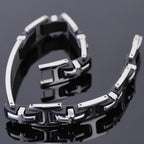 Religious Cross Men's Bracelets & Bangles Stainless Steel Black Silicone ID Bracelets for Man Boys Male Jewelry Gifts