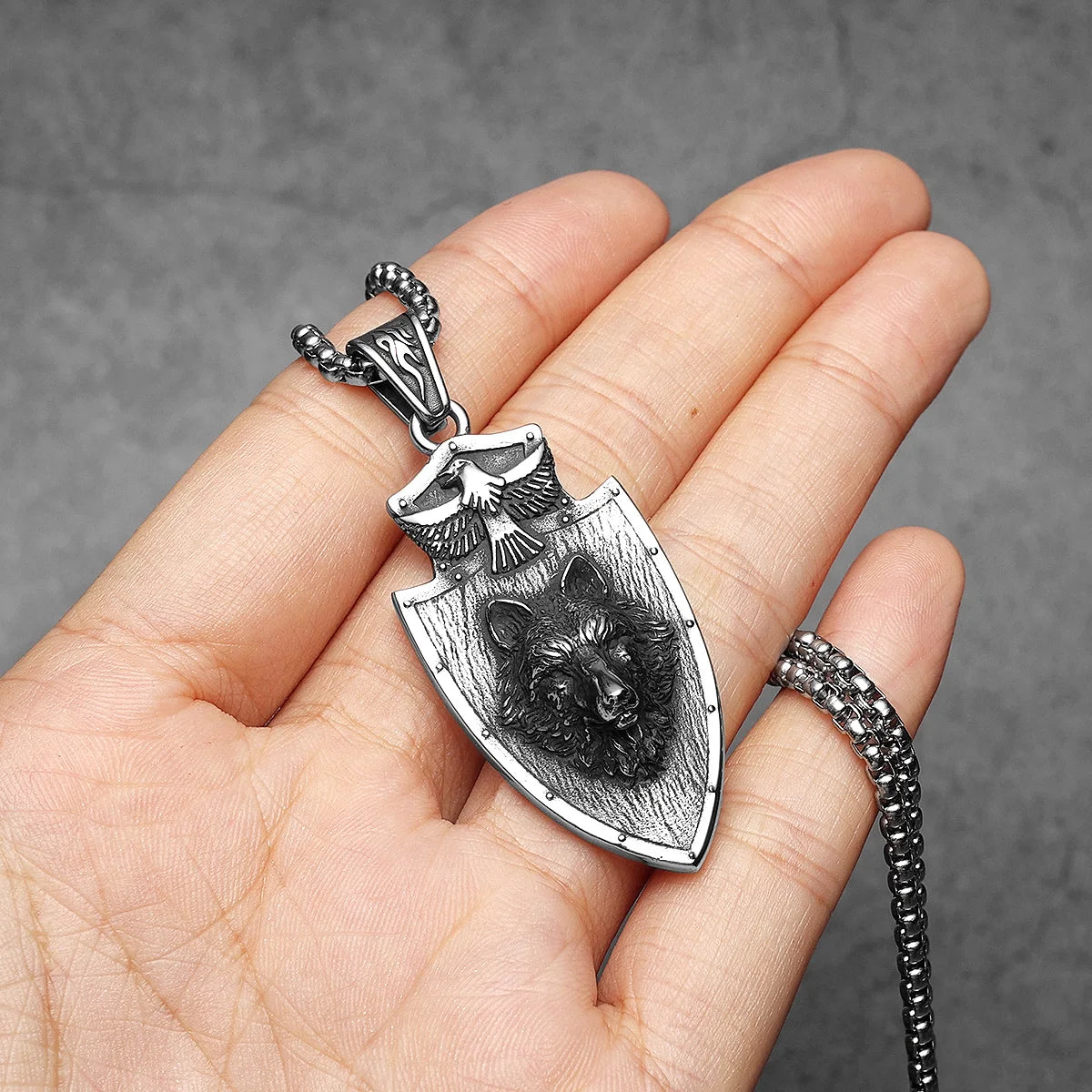 Wolf Eagle Shield Patron Saint Men Necklaces Stainless Steel Pendant Chain Women Punk Fashion Jewelry Accessories Gift Wholesale