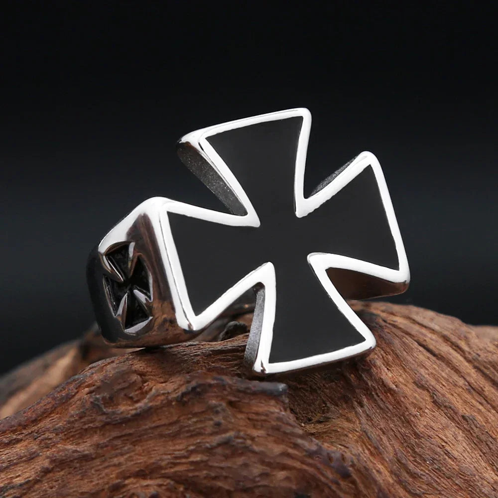 Iron Cross Ring — Stainless Steel