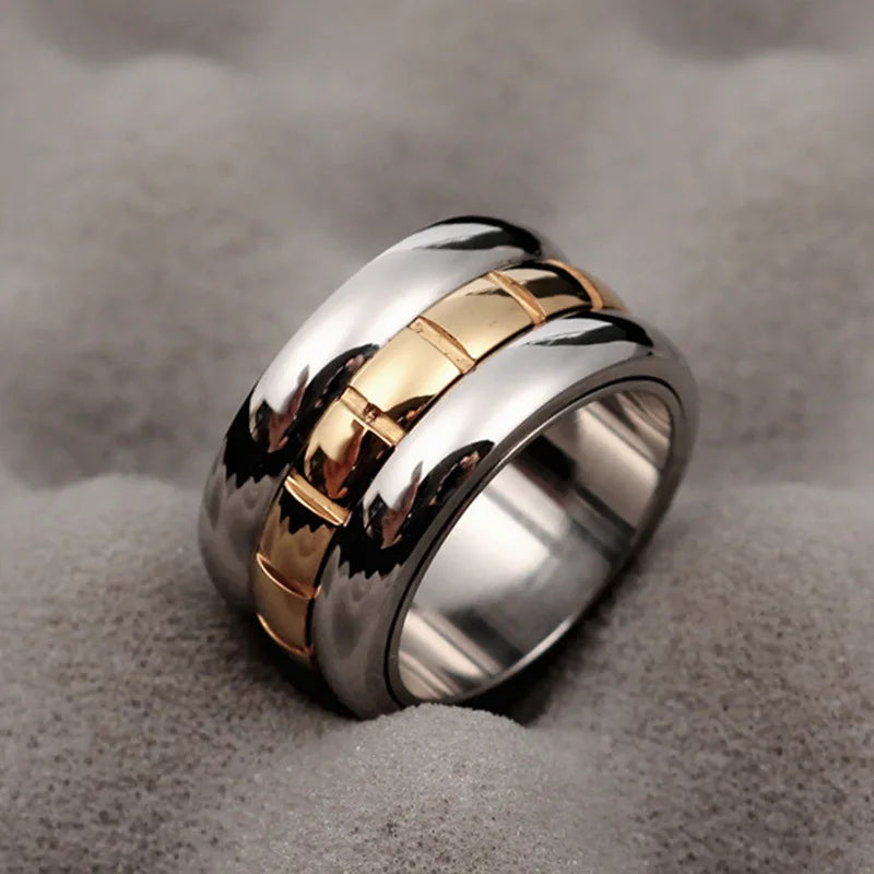 12mm Three Ring Turning Ring sliver Stainless Steel Ring Wings Of Liberty Flag Finger Rings For Men Women Jewelry Anime Fans
