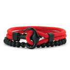 Stylish 2Pcs Men Anchor Bracelet Set Grade A 4mm Cord Sweat Wicking Sports Wrist Accessories Perfect Gift For Him