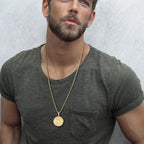 Vnox Men Saint Benedict Medal Necklace, Gold Color Stainless Steel Christian Sacramental Catholic Jewelry Gift,with Box