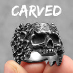 Flower Skull Ring Black — Stainless Steel