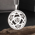 Silver Color Stainless Steel Pattern Witch Knot Pendant Necklace Celtic Knot Lucky Jewelry Christmas Gift for Friends Family