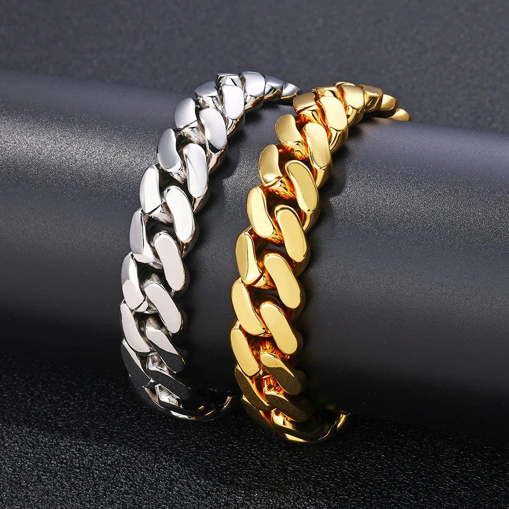 Gold Cuban Chain Necklace 12MM 18K Brass