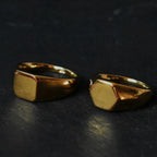 Handmade Highly Polished Stainless Steel 18k Gold Plated Square Geometric Smooth Blank Signet Rings for Women Men