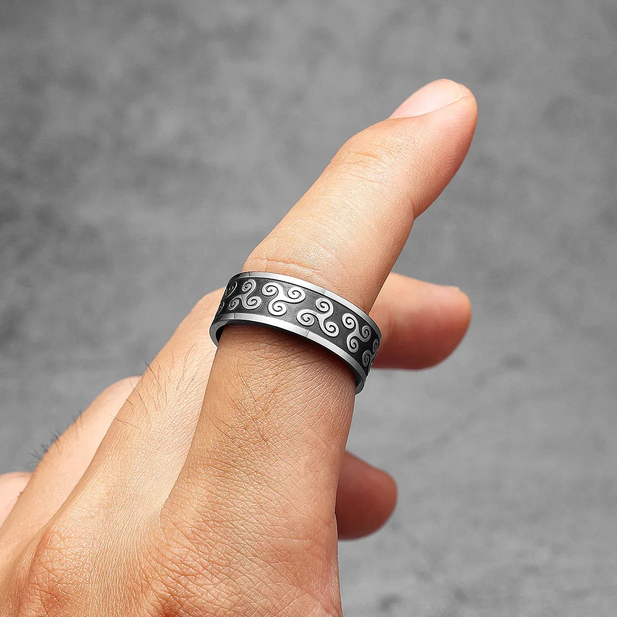 Black Viking Celtic Knot Ring for Men — Stainless Steel