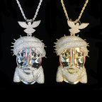 Hip Hop 5A+ CZ Stone Paved Bling Ice Out Pigeon Jesus Piece Pendants Necklaces for Men Rapper Jewelry Rose Gold Silver Color
