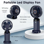 5000mAh Portable Fan Rechargeable 90° Foldable 5 Speed Mini Air Conditioner Small Fan Air Cooler with LED Digital