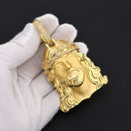 NY Fine Iced Out Jesus Head Pendant Necklace Brass Inlaid With CZ Crown Of Thorns Charm Men Hip Hop Religious Christian Jewelry