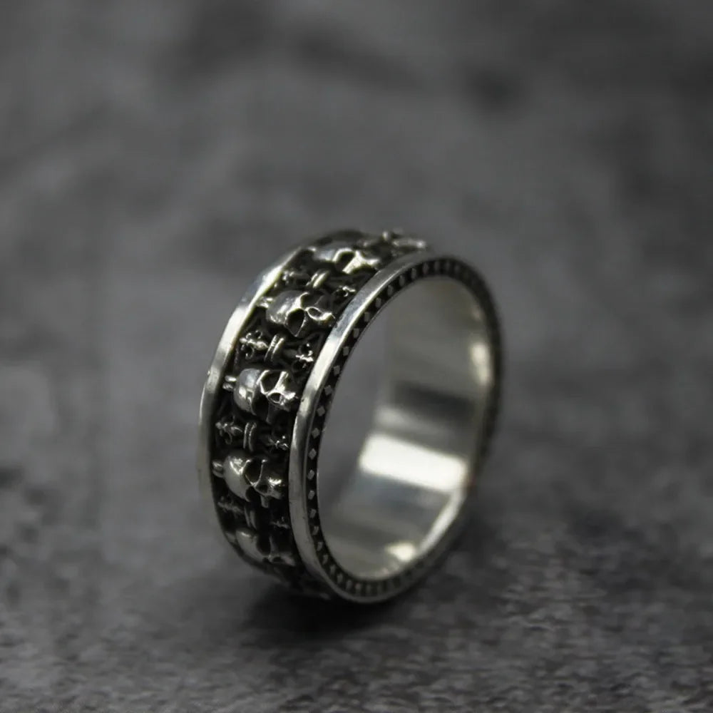 Vintage Gothic Hip-hop Punk Skull Open Ring Men and Women Fashion Trend Role-playing Props Finger Ring Party Popular