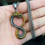 Viking Ouroboros Dragon Necklace — Stainless Steel
