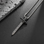 Black Cross Pendant Necklace Vintage Box Chain
