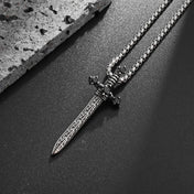 Black Cross Pendant Necklace Vintage Box Chain