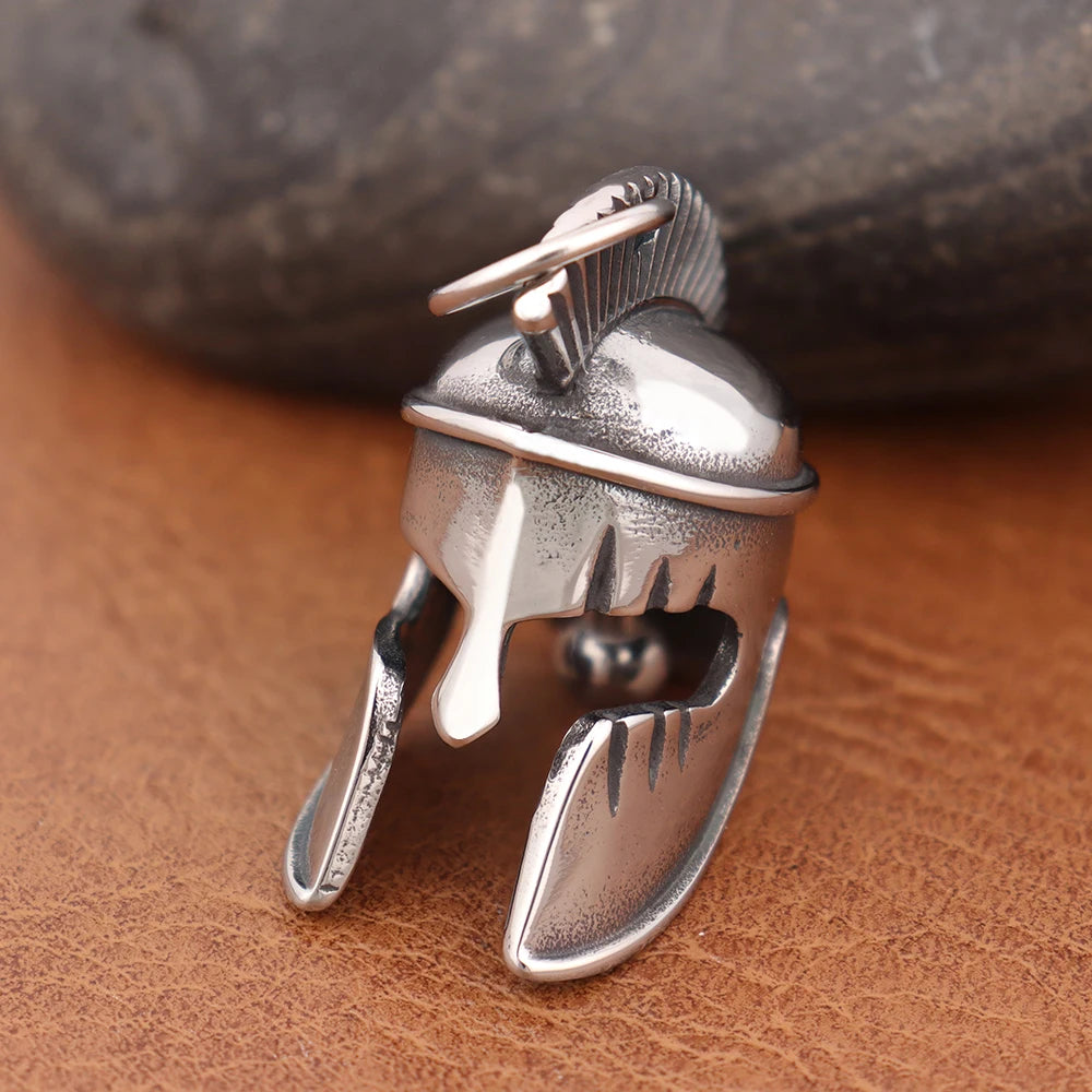 Vintage Viking Odin Bell Pendant Necklaces Stainless Steel Luck Motorcycle Biker Bell Hanger Spartan Roman Mask Helmet Jewelry