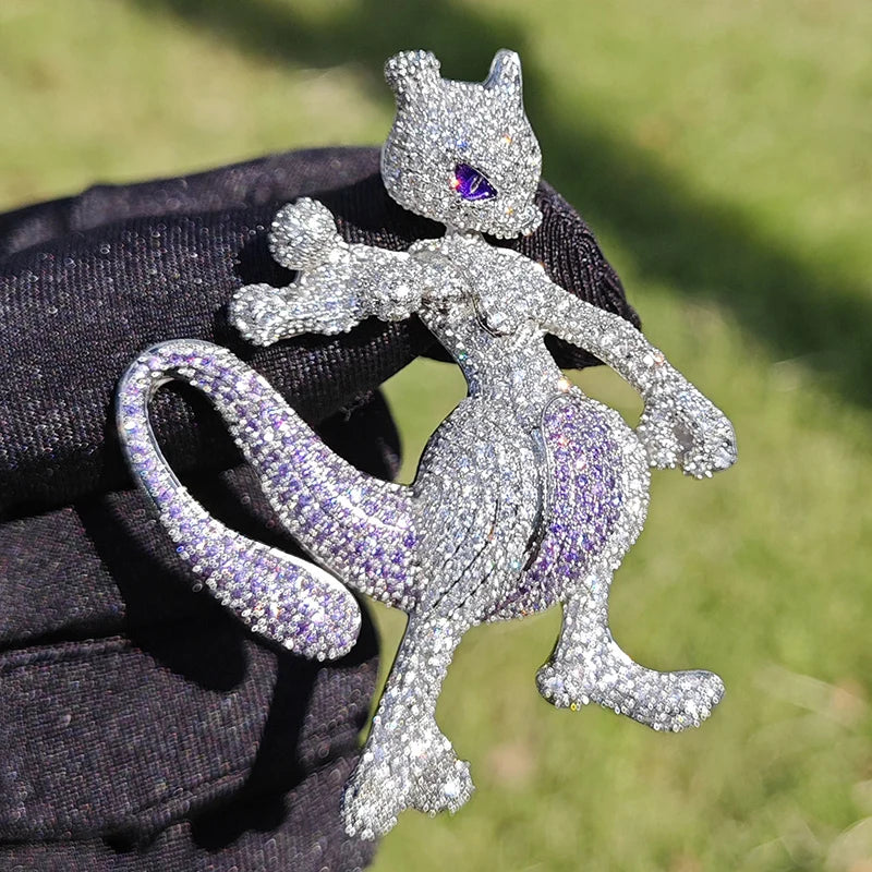 Hip Hop 3A+ CZ Stone Bling Iced Out Cartoon Character Charm Pendants Necklace for Men Rapper Jewelry Purple Gold Silver Color
