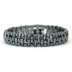 Geometric Hematite Bracelet for Men Biker Jewelry Grey Metal Energy Stone Therapy Punk Style Bangle for Him