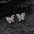 Gold Iced Out Butterfly Stud Earrings Statement