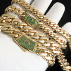 Gold Cuban Bracelet Iced Out 14K 12/15MM Monaco
