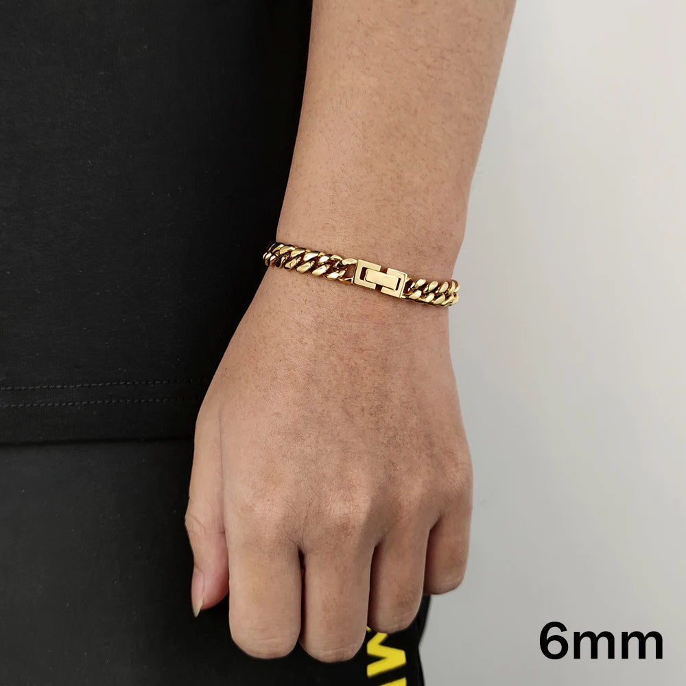 Black Cuban Chain Bracelet Stainless Steel Miami