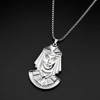 Egyptian Pharaoh Head Pendant Necklace — Gold-Tone Steel