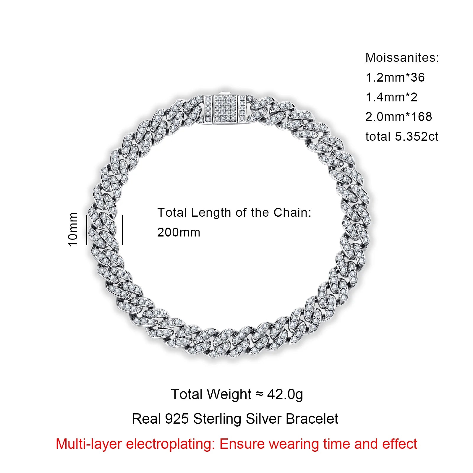 Iced Out Cuban Bracelet — 925 Silver