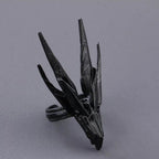1 PCS Dark Black Retro Hollowed Out Alloy Black Dragon Head Open Ring For Men's Halloween Party Ring