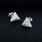 Iced Out Triangle Stud Earrings — 925 Silver