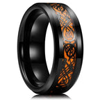 Fashion 8mm Stainless Steel Celtic Dragon Rings For Men Inlay Purple Carbon Fiber Rings Wedding Band Jewelry Birthday Gifts