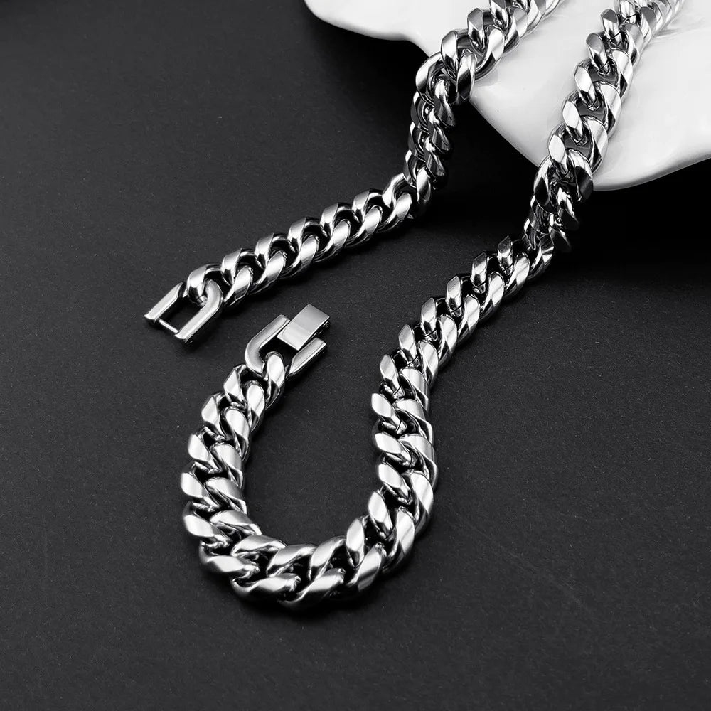 316L Stainless Steel Chain Necklace For Men 7MM-15MM Thick Long Chains Male Neck Punk Jewelry Accessories